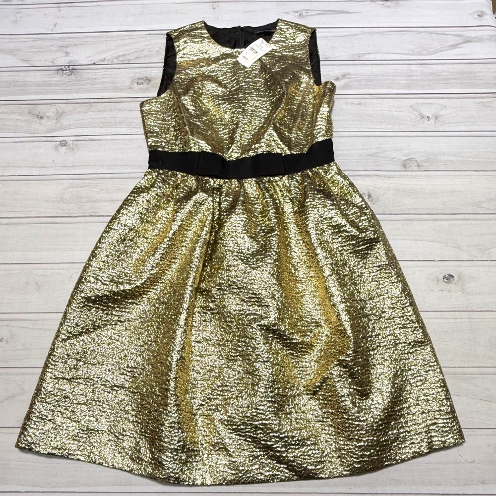 Brooks Brothers Dress 8 Gold Black A-Line Sleeveless Party Cocktail NWT $298